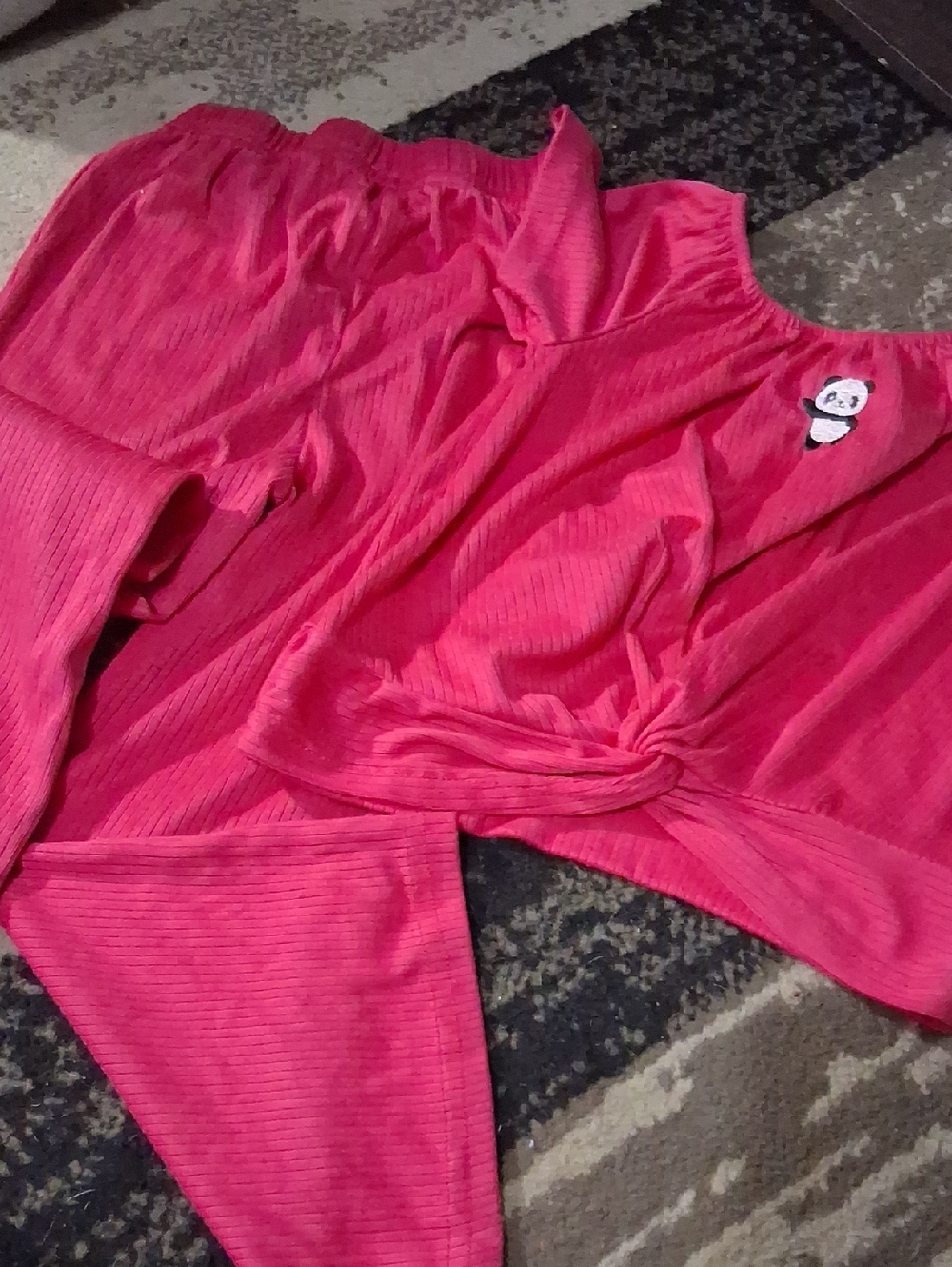 h.i.p. Kids Matching Set Hot Pink Ribbed Two-Piece
